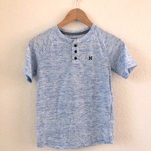 {Hurley} Soft Blue Short Sleeve Button Neck Shirt